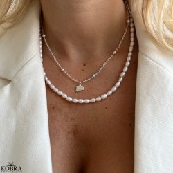 "Joanna" pearl necklace with white freshwater pearls in silver