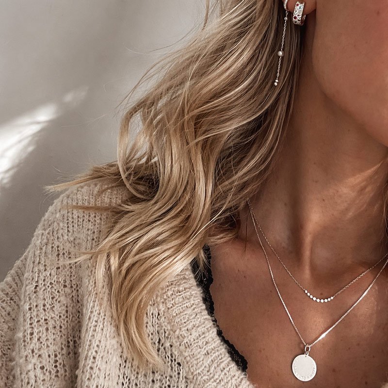 "Limone" halskjede i sterlings�lv med hvite zirkonia steiner