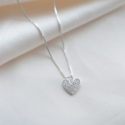 "Juliette" hjerte halsk�de i s�lv med sten