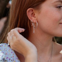 "Aimee" silver earrings / hoops with moons and stars