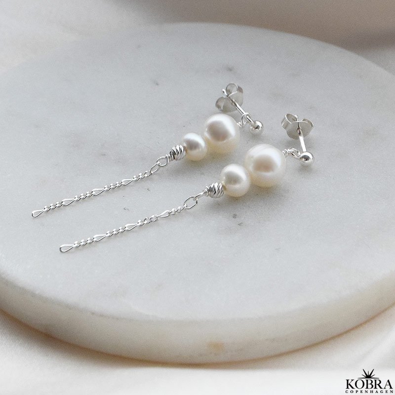 "Carlene" perle reringe i slv med slv trde