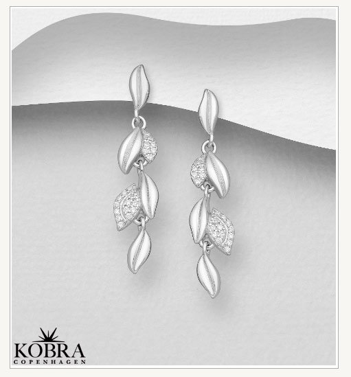 "Milana" Slv reringe med blade og sten