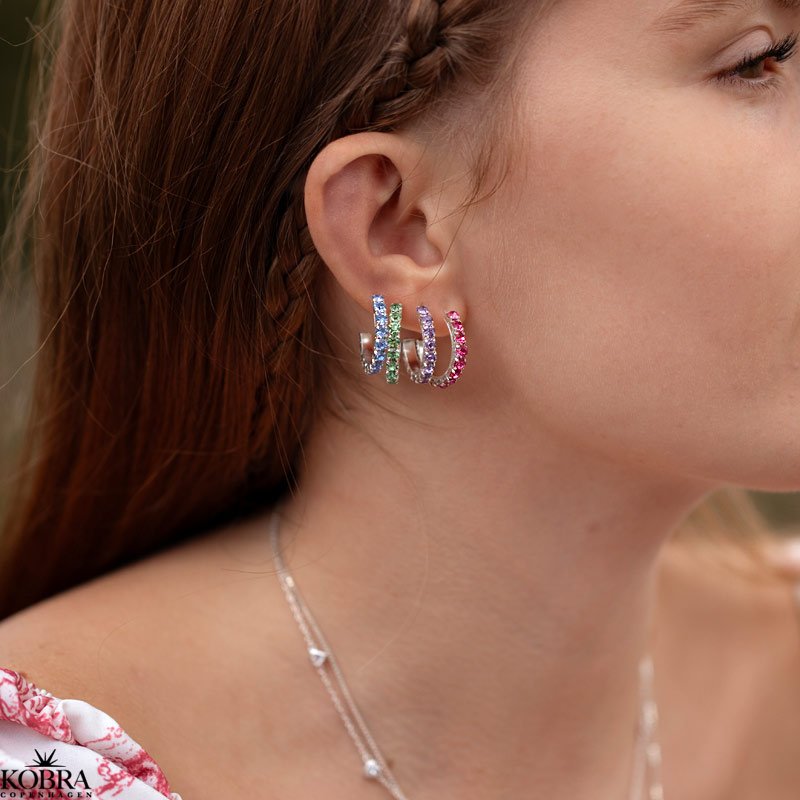 "Lemon" slv reringe med valgfri farvet zirkonia sten