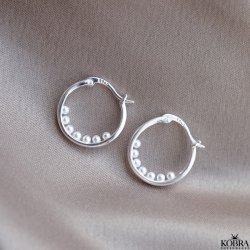 "Beady" slv reringe / hoops med perler