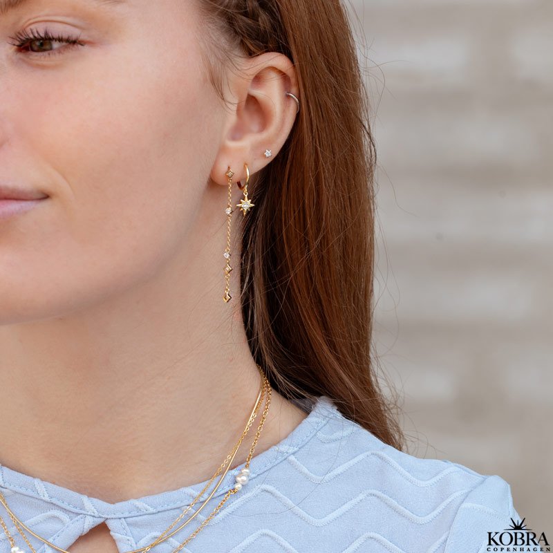 "Aimee" gold earrings / hoops with moons and stars