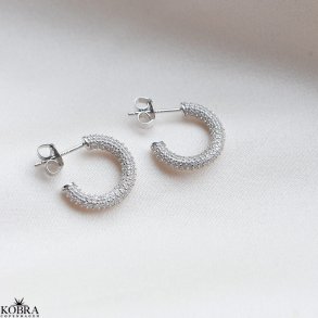 Sparkling - silver earrings with white stones