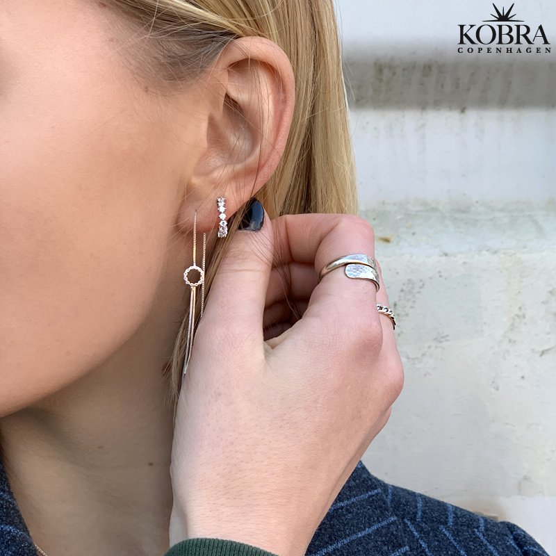 "Magnolia" silver hoops / earrings with colored stones