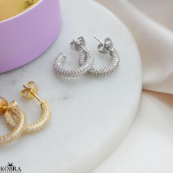 Sparkling - slv reringe med hvide sten