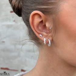 "Mikami" unikke slv hoops med hvide sten (medium)