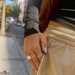 "Miami" chunky slv signet ring med farvet sten