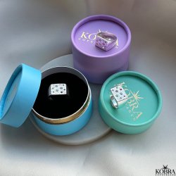 "Miami" chunky slv signet ring med farvet sten