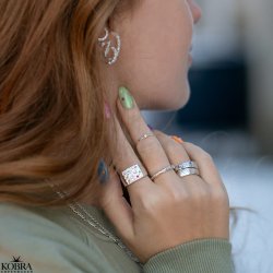 "Miami" chunky slv signet ring med farvet sten