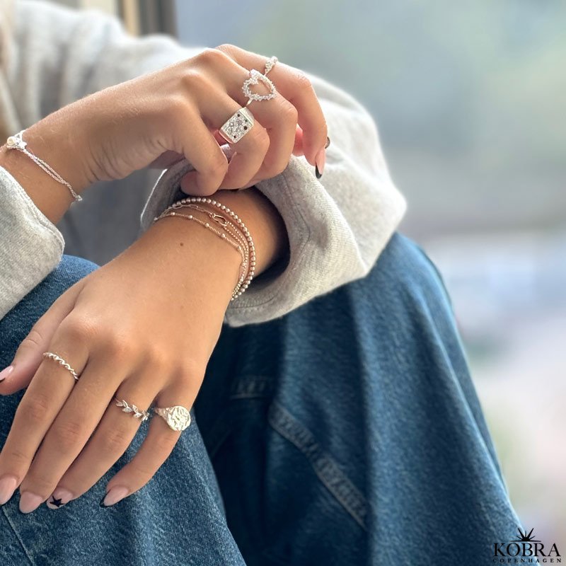 "Miami" chunky slv signet ring med farvet sten