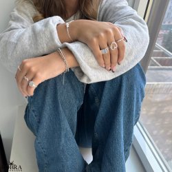 "Miami" chunky slv signet ring med farvet sten