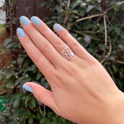 "Close To You" SQUARE handmade silver ring with your letters