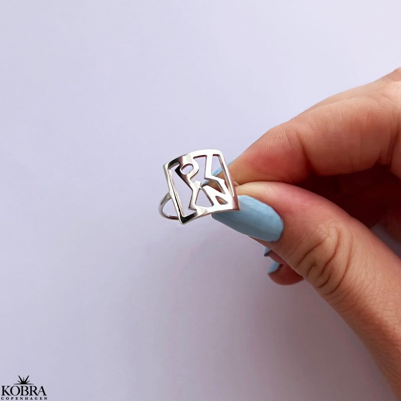 "Close To You" SQUARE handmade silver ring with your letters