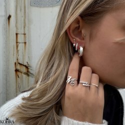"Luna" large chunky hoops with stones in silver
