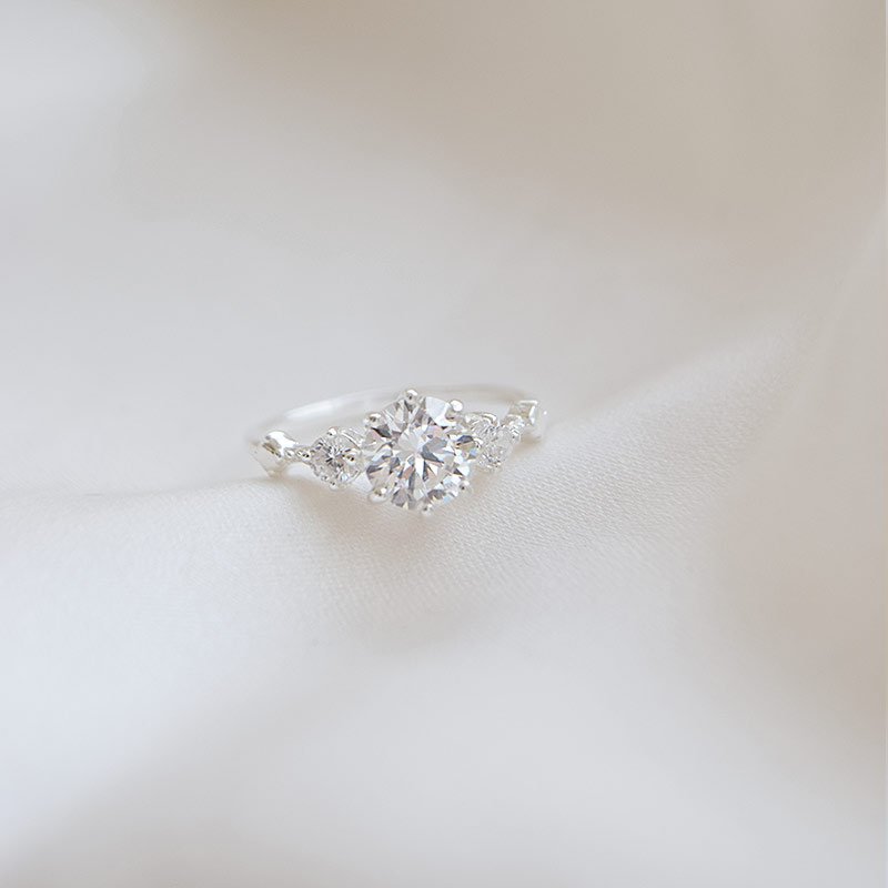 "Rosalia" Sterling Silver Ring with White Stones