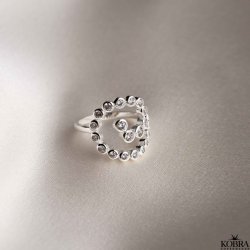 "Pool" skn slvring med hvide zirkonia sten