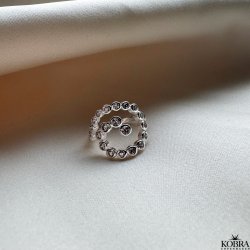 "Pool" skn slvring med hvide zirkonia sten