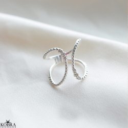 "Ivalo" V-Ring  slv ring med slvkugler og hvide zirkonia