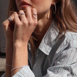 "Nova Moon" chunky slv ring med sten