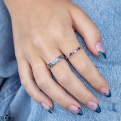 "Firenze" slv ring med lyserde og hvide sten