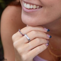 "Firenze" slv ring med lyserde og hvide sten