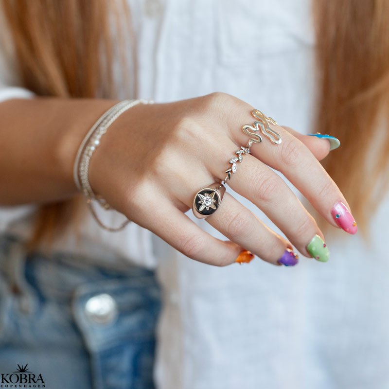 "Rocket" stor signet ring / cocktail ring i sterling slv med sten