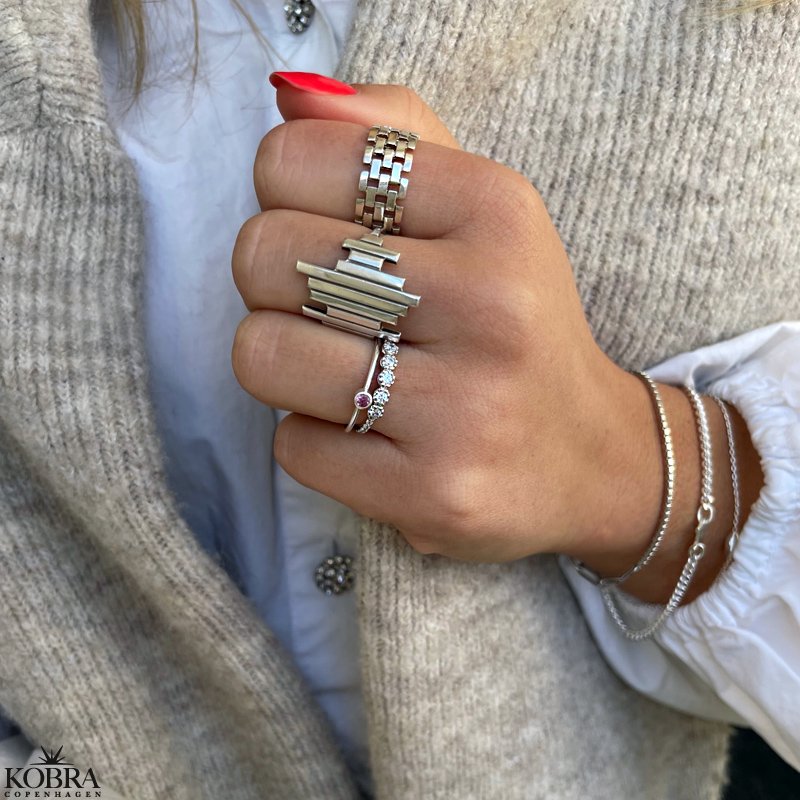 "Lucy" sterling slv ring med valgfri farve sten