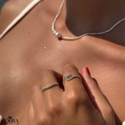 "Polly" unik ring med slv kugler