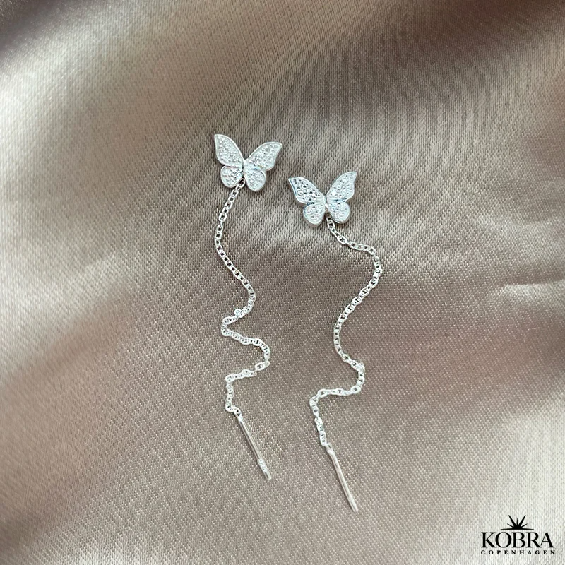 "Maddie" Sommerfugle øreringe med tråd i sølv