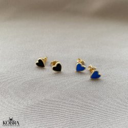 "Valentina" - smukke sm guld hjerte reringe med emalje i sort eller bl