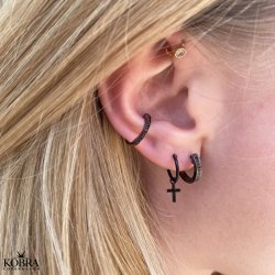 "Noir" kors reringe i sort emalje