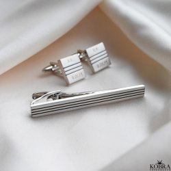  "Oscar" Slipsenl og manchetknapper i stl med gravering