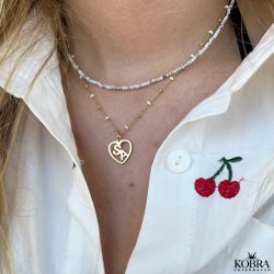 "Alba" ball necklace with colored enamel balls in gilt