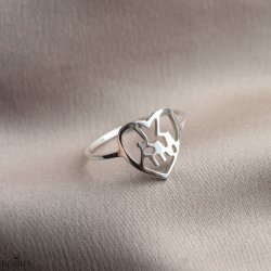 "Soul" hndlavet hjerte slv ring med dine bogstaver