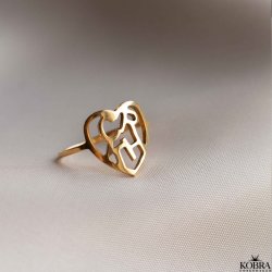 "Soul" hndlavet hjerte guld ring med dine bogstaver