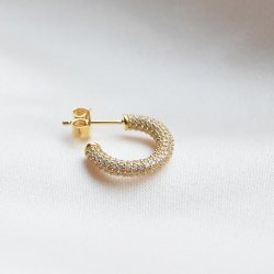 "Sparkling" 1 stk guld �reringe med sten