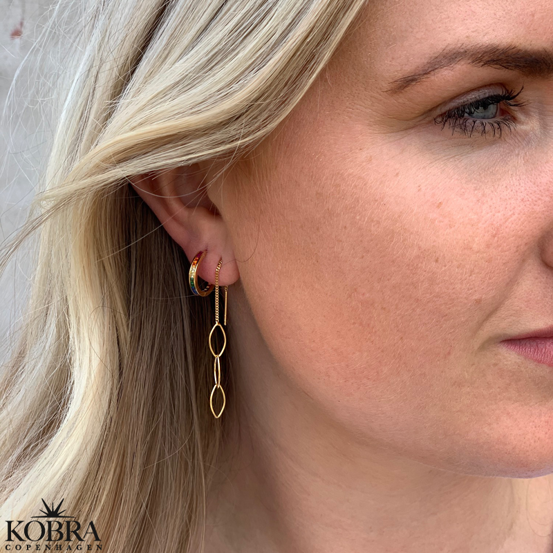 Sm "Spring" hoops i guld med multifarvet sten