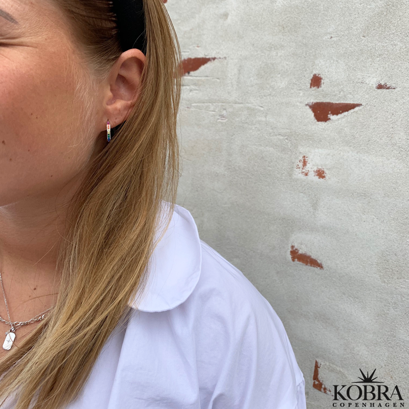 Sm multifarvet "Spring" hoops i slv 