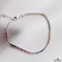 "Spring" armbnd med multifarvet sten i sterling slv