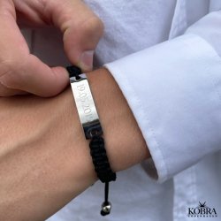 "Mercury" vandfast stl armbnd med din indgravering (sort)