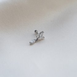 "Rosalee" piercing med dr�be og blade (1 stk.)