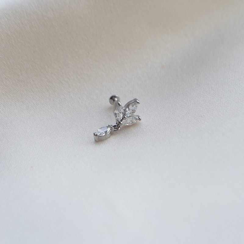 "Rosalee" piercing med dr�be og blade (1 stk.)