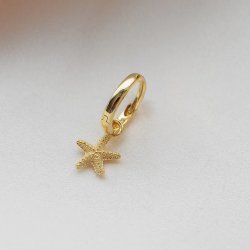 "Starfish" 1 stk. guld �reringe med s�stjerner