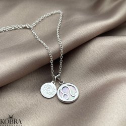 "Stargate" slv halskde med dit stjernetegn / zodiac og lille ID tag inklusiv personlig gravering