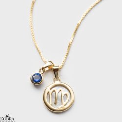 "Stargate" gold necklace with your zodiac sign and birthstone pendant
