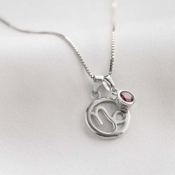 "Stargate" slv halskde med dit stjernetegn og birthstone vedhng