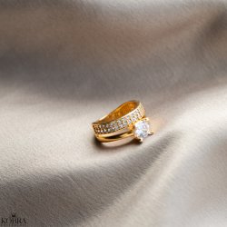 "Stella" 18 karat forgyldt 2-i-1 ring med hvide sten